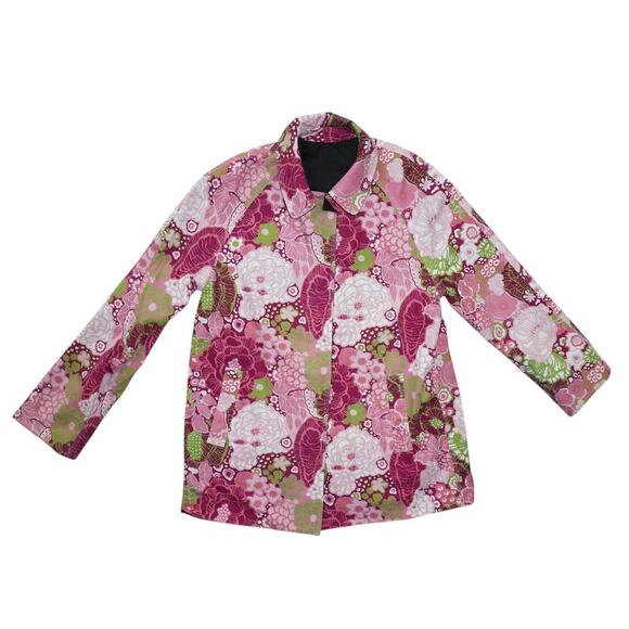 London Fog Reversible Floral Print Jacket – Women’s Small Petite – Pink/Green - Picture 6 of 9
